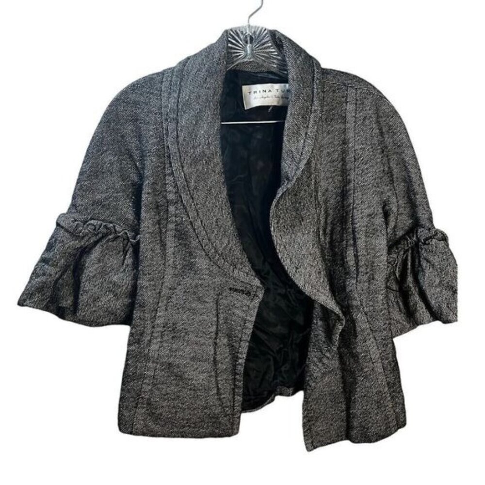 Trina Turk Jacket Short Bell‎ Sleeve Crop Jacket Small